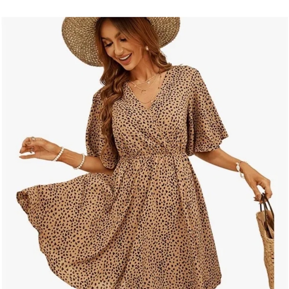 SHEIN Tan and Black Midi Dress